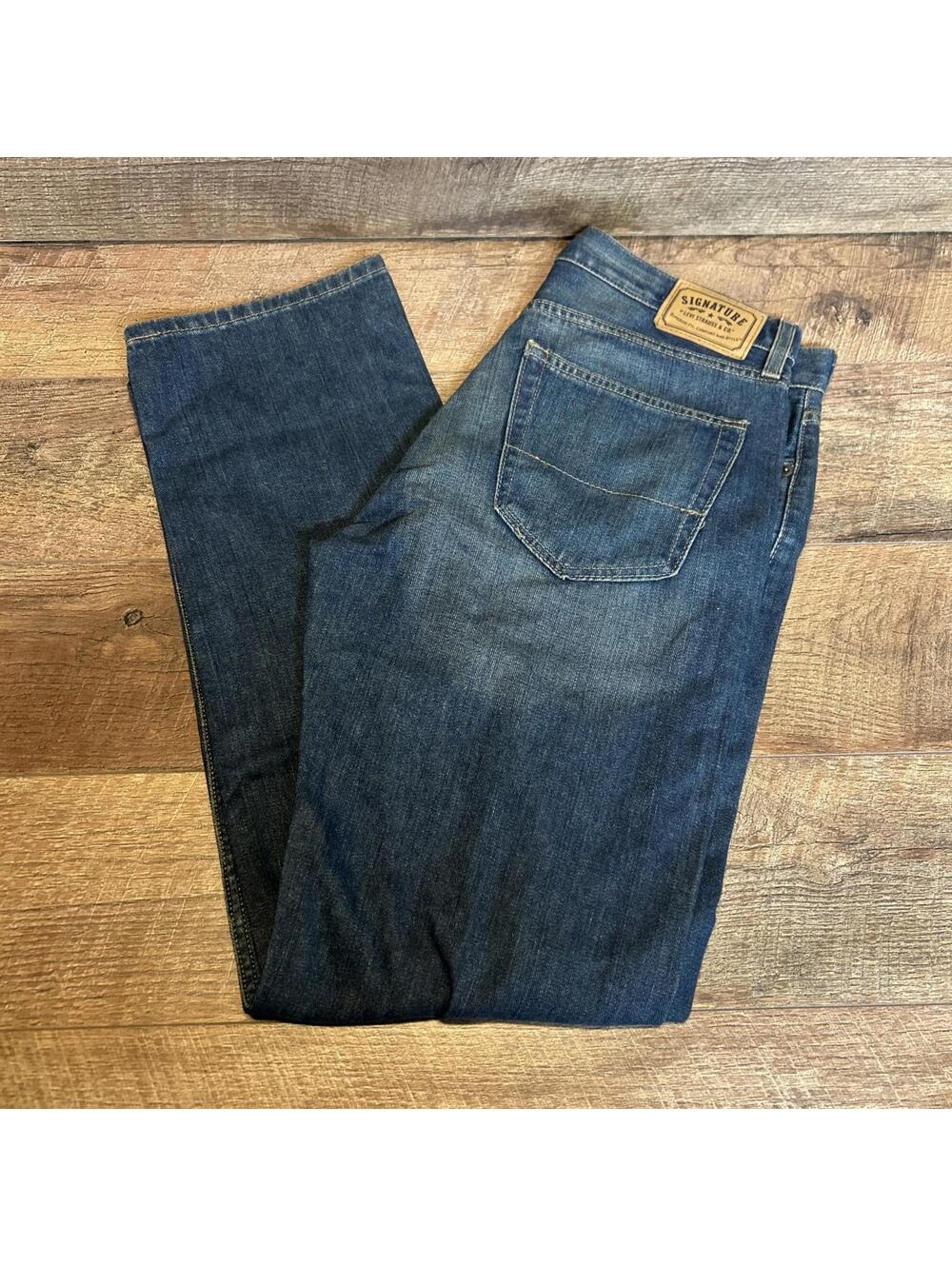 Levis Strauss Signature Jeans 34x34 Mens Blue Reg Straight Denim Medium Wash